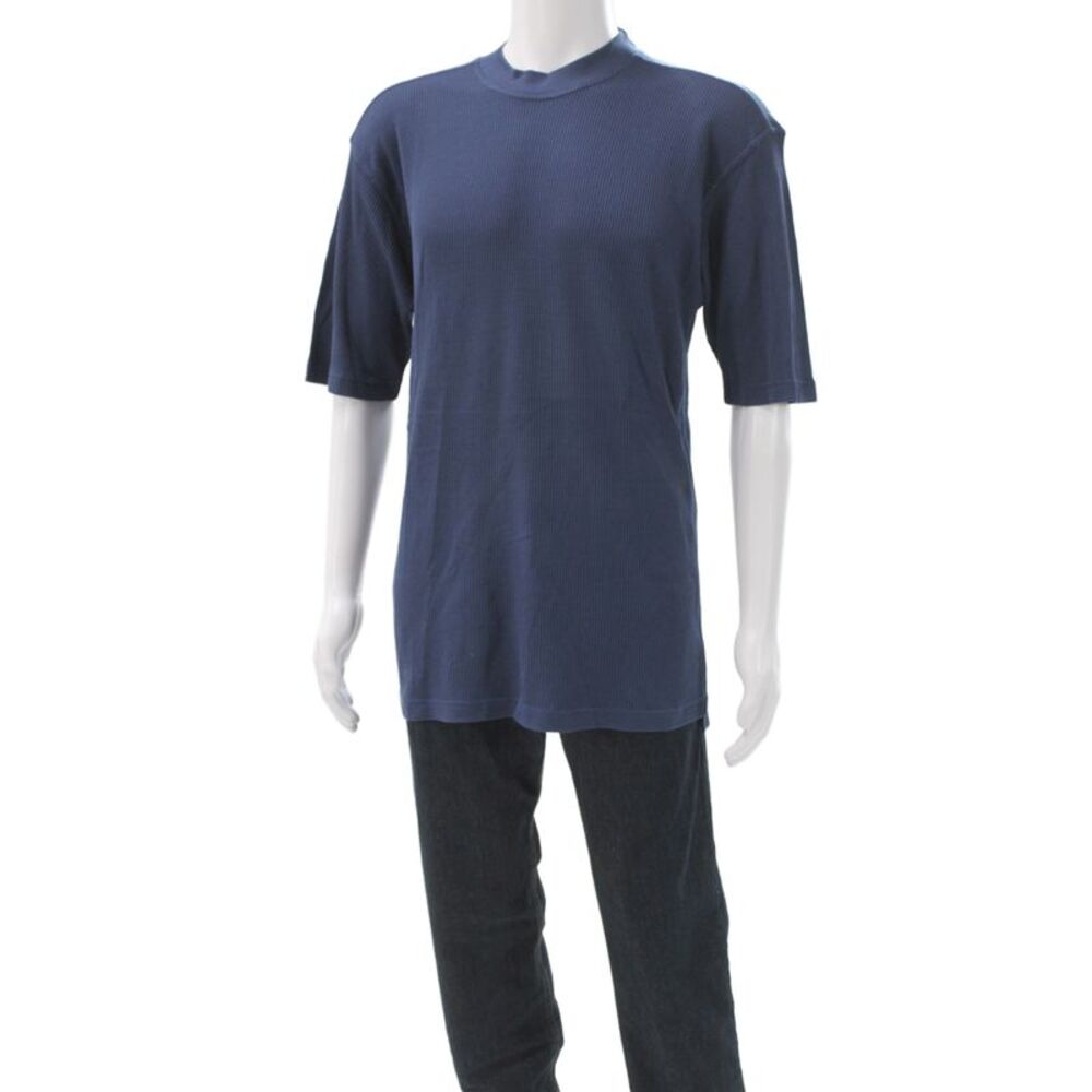 Jhane Barnes Mens Basic Mock Neck Solid Blue T-Shirt Size M